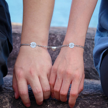 Couple Bracelets Set Customised 2 Letters Bracelet Stainless steel Adjustable Bracelet Valentine's Day Gift for Couples-Jessemade AU