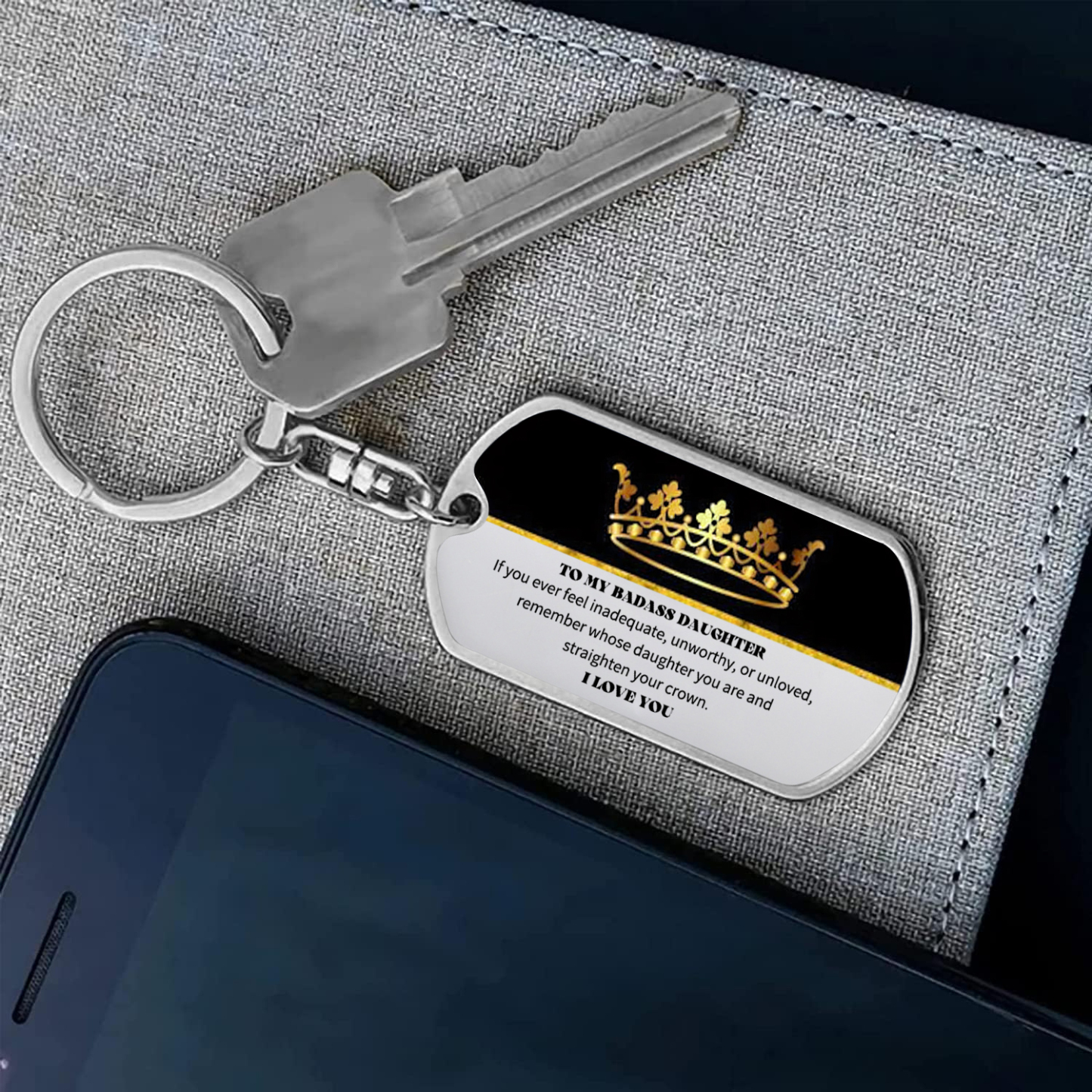 To My Badass Daughter Keychain Custom Name Stainless Steel Keyring Personalised Gift For Daughter-Jessemade AU