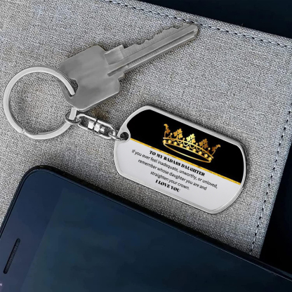 To My Badass Daughter Keychain Custom Name Stainless Steel Keyring Personalised Gift For Daughter-Jessemade AU