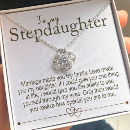 To My Stepdaughter - S925 Love Knot Necklace "Love Made You My Daughter" Gifts For Daughter-Jessemade AU