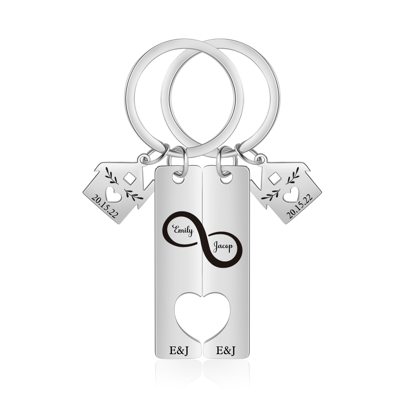 2 PCS Couple Keychain Set Custom 2 Names & Letters & Dates Keyring Infinity Keychain Romantic Personalised Gift for Him/Her-Jessemade AU