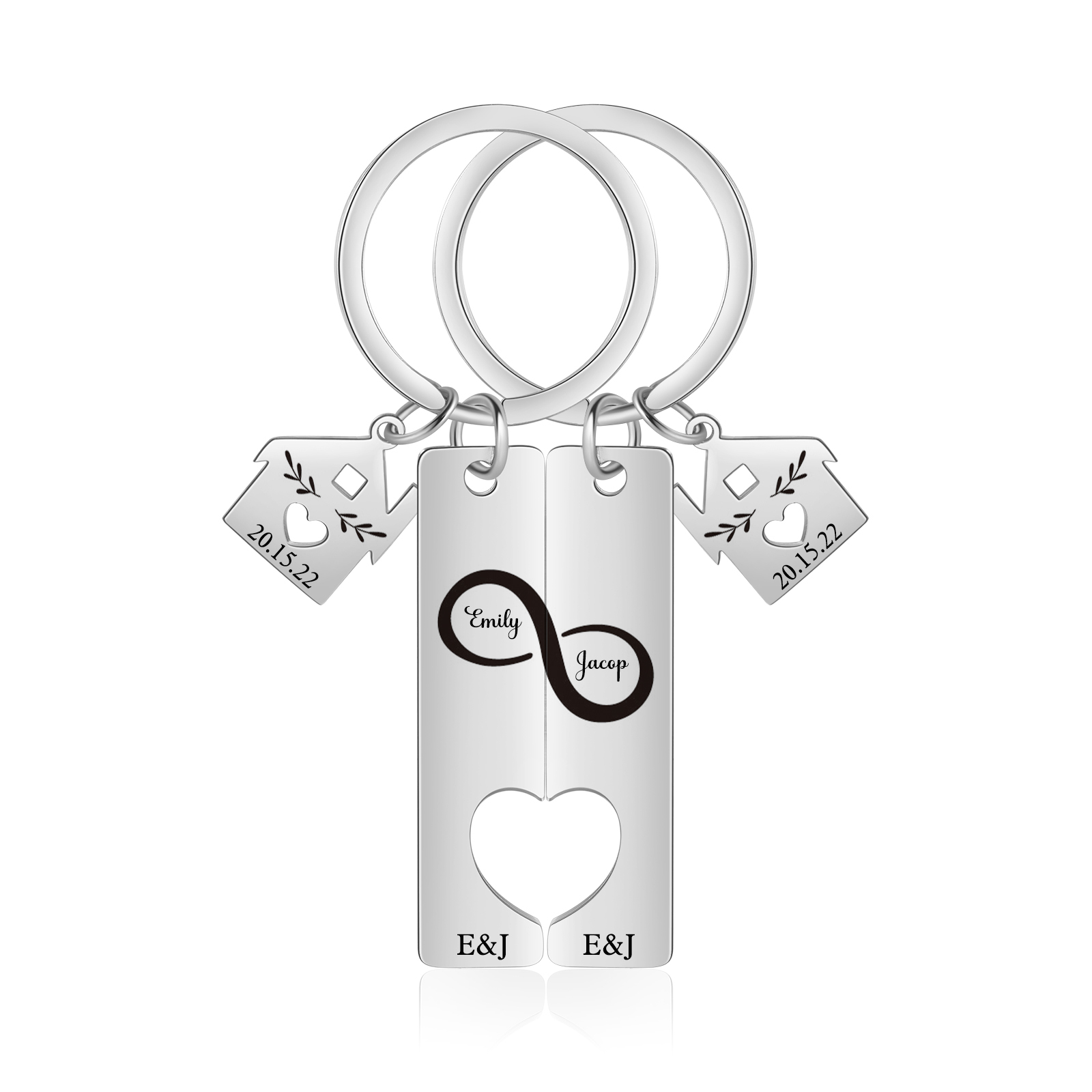 2 PCS Couple Keychain Set Custom 2 Names & Letters & Dates Keyring Infinity Keychain Romantic Personalised Gift for Him/Her-Jessemade AU