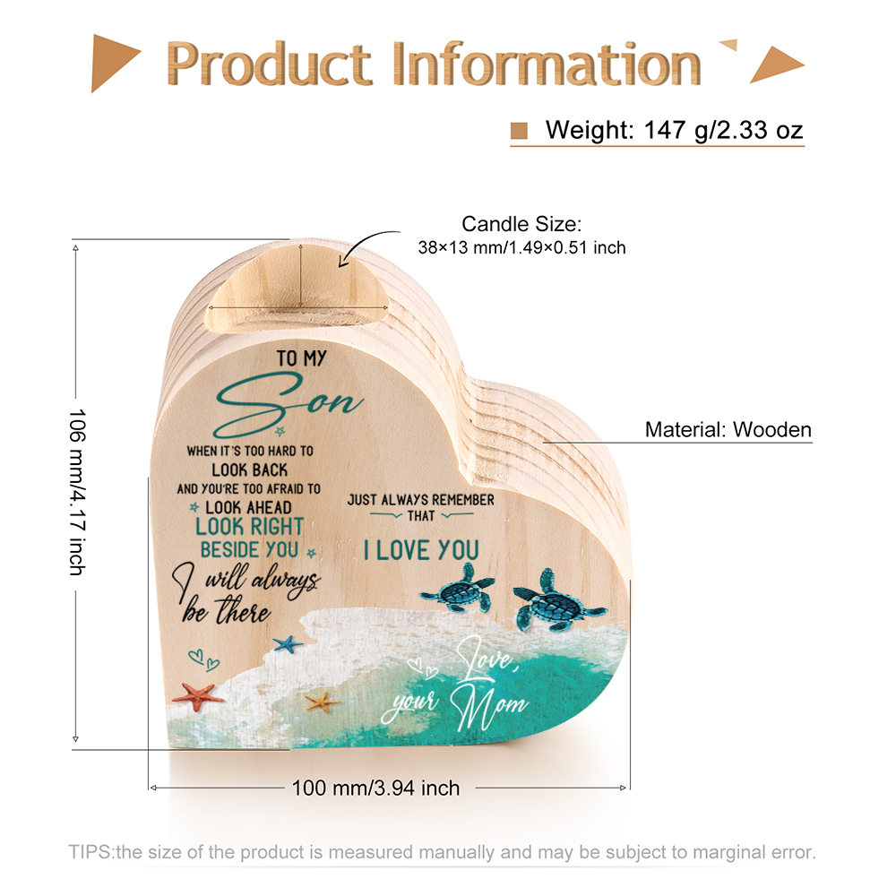 To My Son Wooden Heart Candle Holder "I will always be there " Gifts For Son-Jessemade AU