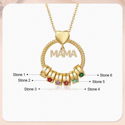 6 Names - Personalised Mama Circle Pendant Necklace Custom Names & Birthstones Necklace Mother's Day Gifts-Jessemade AU
