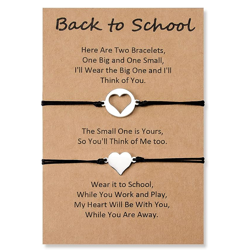 Mother and Daughter Love Heart Bracelet Set Back To School Gift Adjustable String Bracelet-Jessemade AU