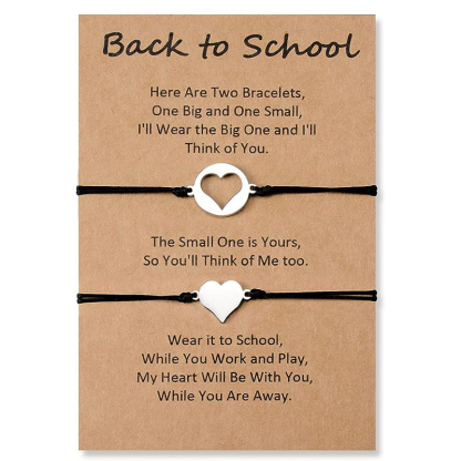 Mother and Daughter Love Heart Bracelet Set Back To School Gift Adjustable String Bracelet-Jessemade AU