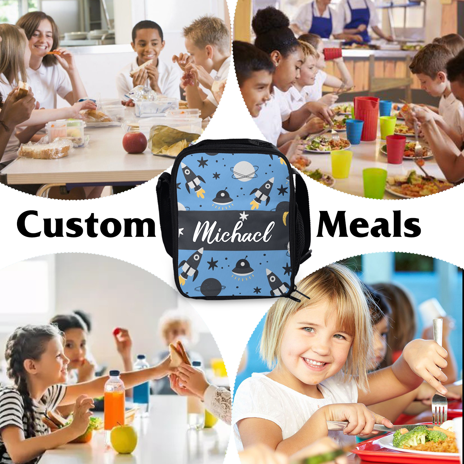 Custom Name Lunch Bag Personalised Rocket Lunch Box  Gifts for Kids-Jessemade AU