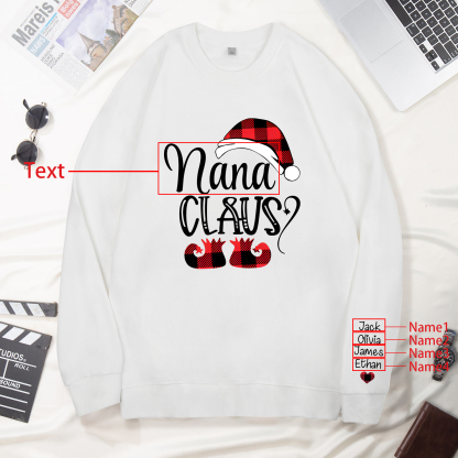 4 Names - Personalised Christmas Sweatshirt Custom Name & Text Sweatshirt Nana Claus Sweatshirt Gift for Family -Jessemade AU