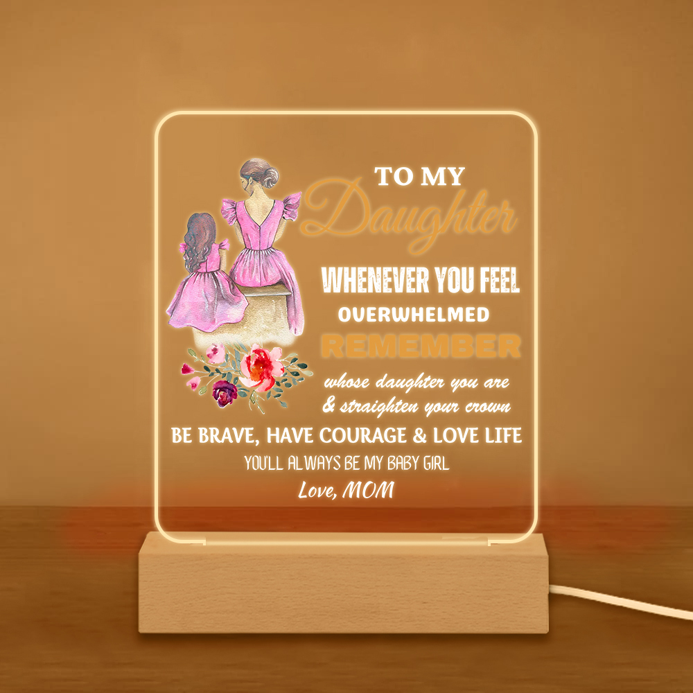 To My Daughter Acrylic Night Light "You'll Always Be My Baby Girl" LED Lamp Heartwarming Gifts-Jessemade AU