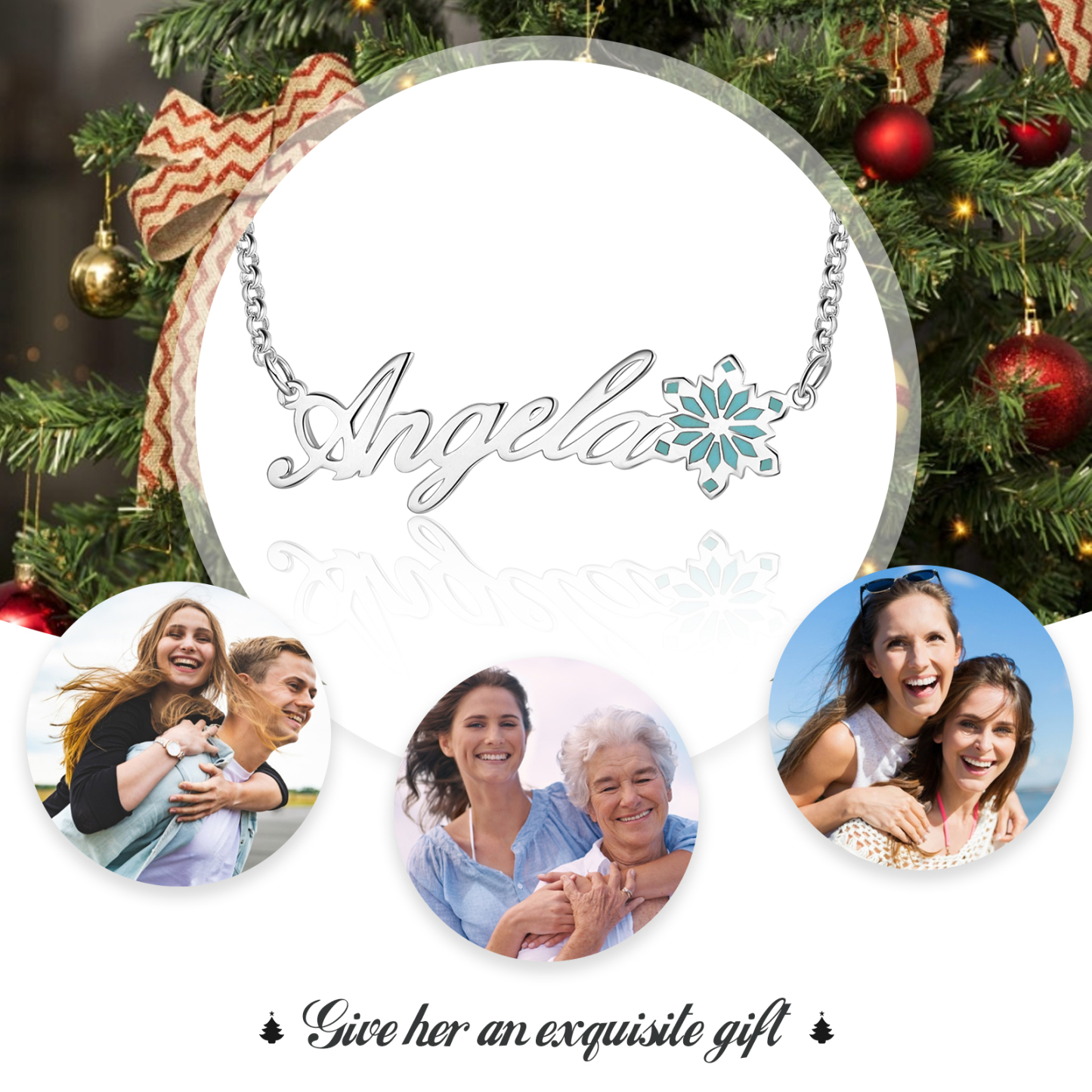 Personalised Snowflake Necklace Custom 1 Name Necklace Gift For Her-Jessemade AU
