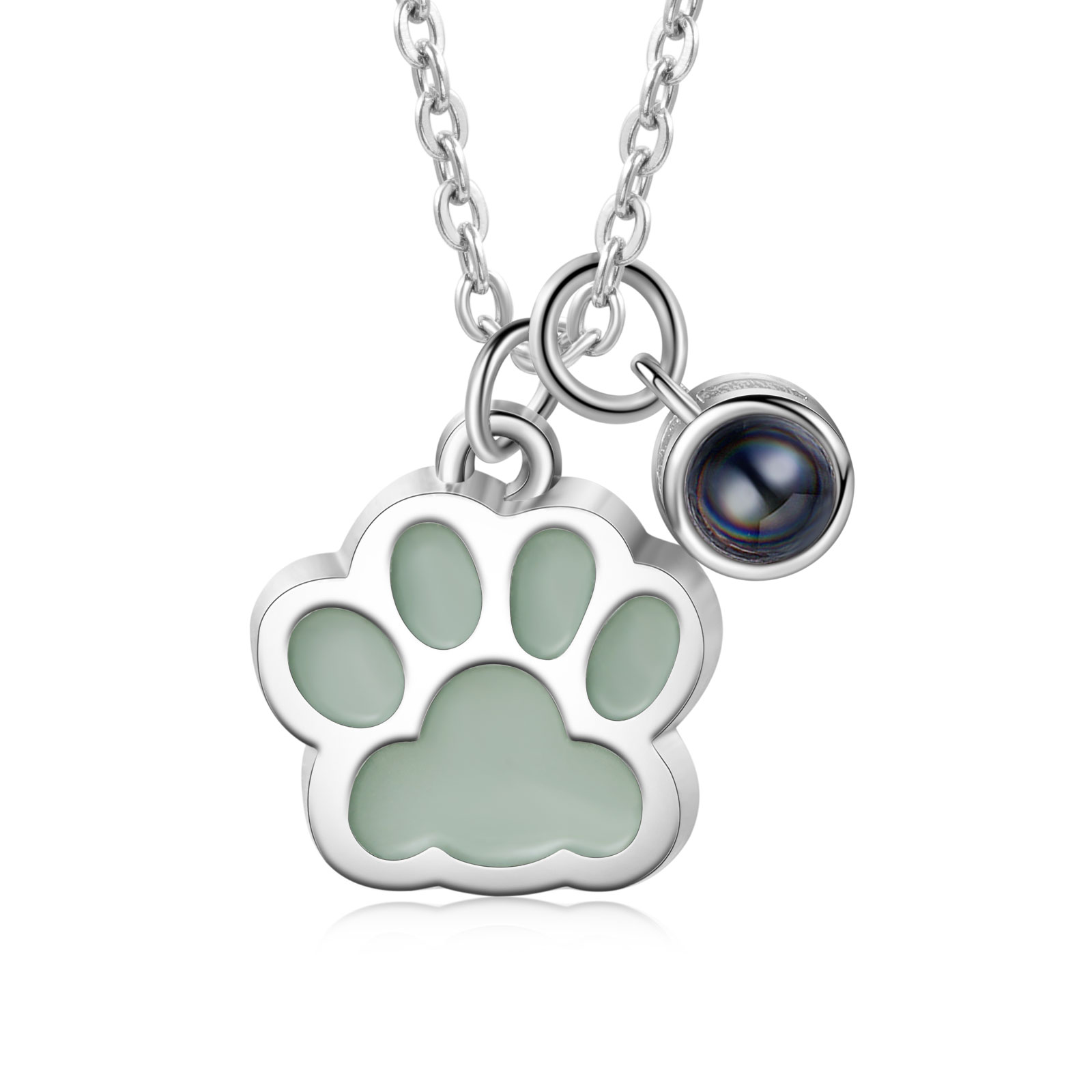 Personalised Dog Paw Pendant Couple Necklace Set Custom Photo Projection Necklace Romantic Gifts For Him/Her-Jessemade AU