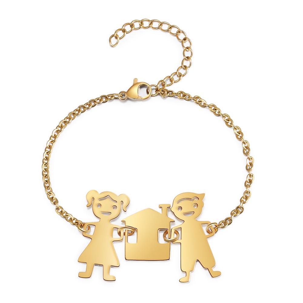 Customised with 2 Children Charms Bracelet Engraved Names Bracelet Gifts for Mom-Jessemade AU