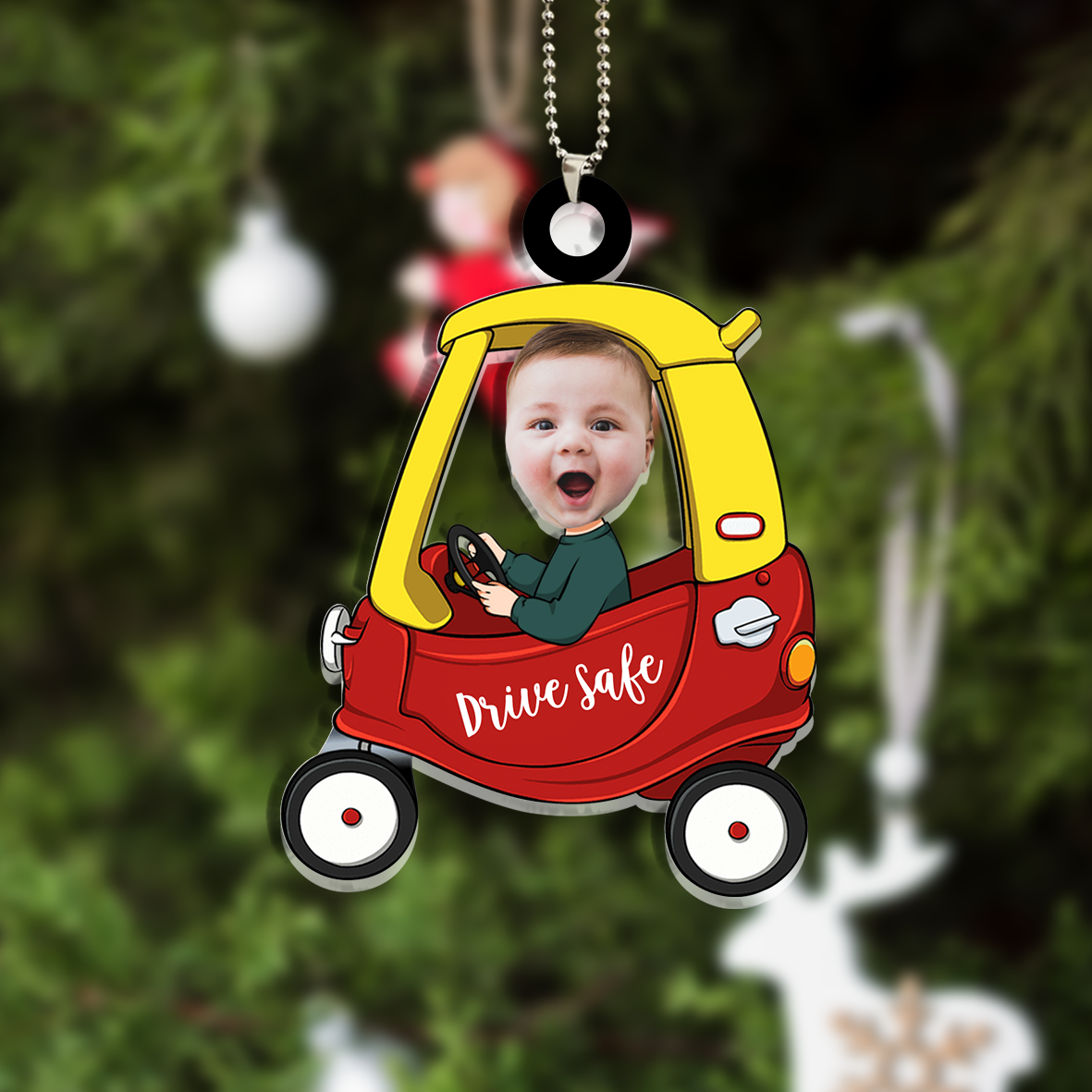 Drive Safe - Personalised Acrylic Keyrings Custom Baby Photo Car Hanging Ornament Pendant - Father's Day Gift for Dad-Jessemade AU