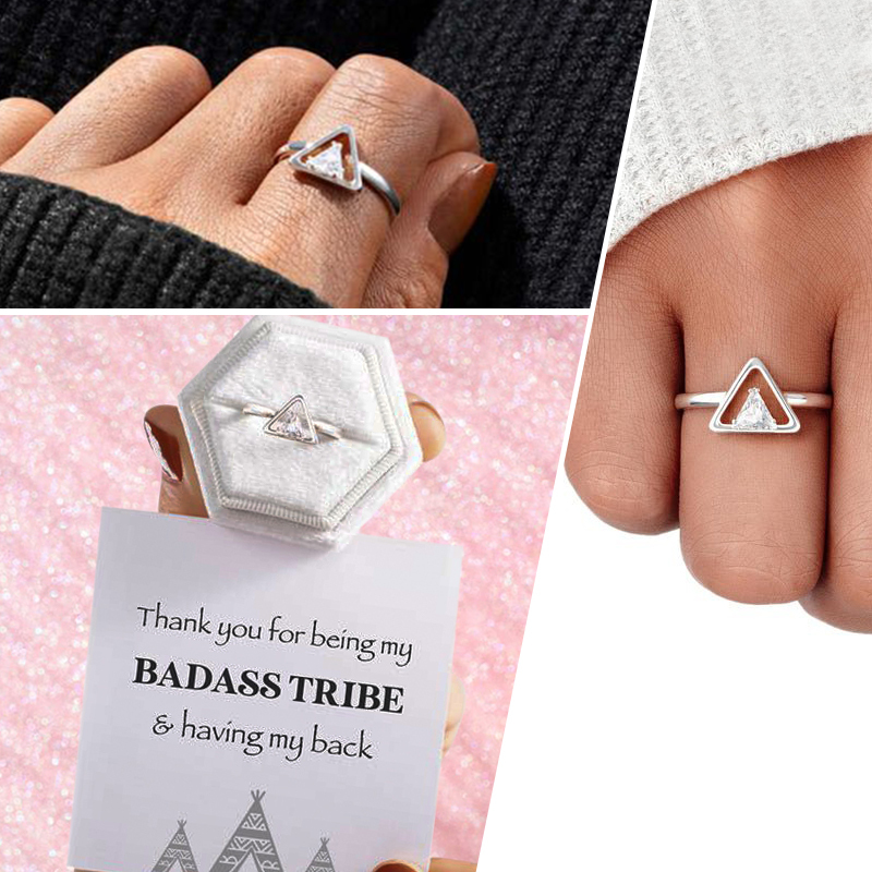 To My Best Friend, Thank you for being my badass tribe, Triangle Ring With Card, Gifts For Her-Jessemade AU