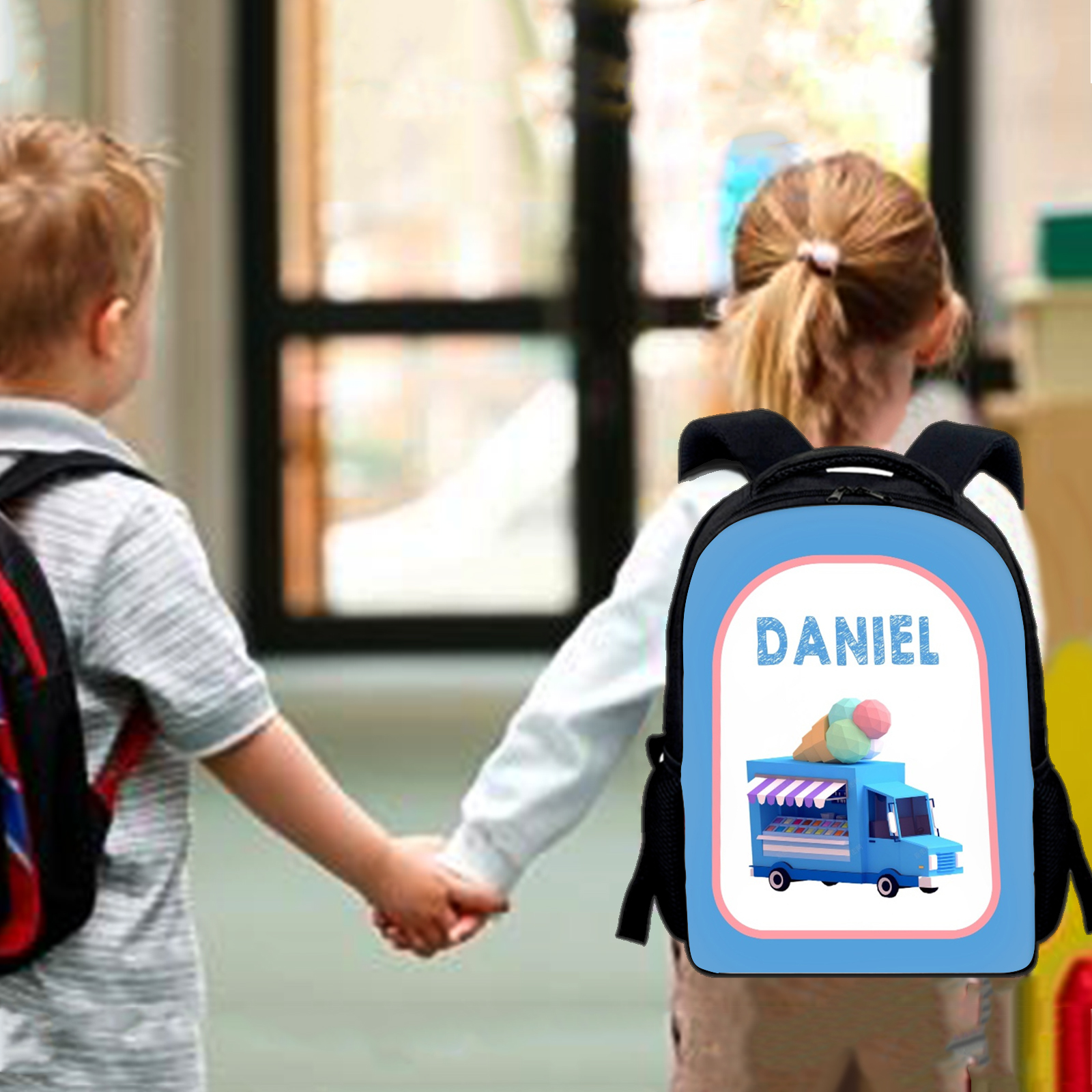 Custom Name Schoolbag Blue Stall Car Backpack Personalised School Bag for Kids-Jessemade AU