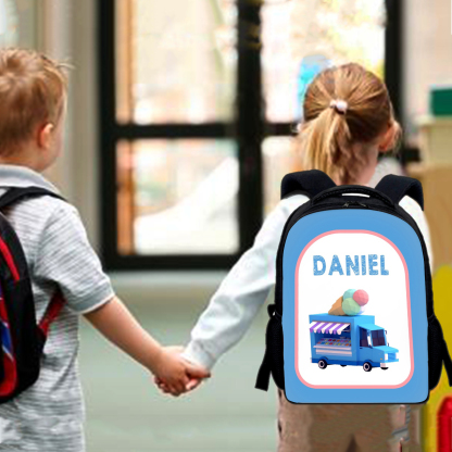 Custom Name Schoolbag Blue Stall Car Backpack Personalised School Bag for Kids-Jessemade AU
