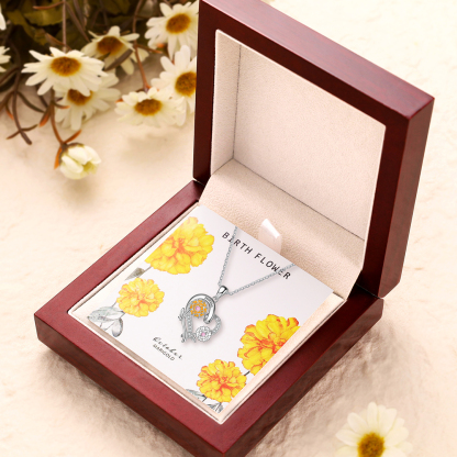 Personalised October  Birthflower Necklace With Birthstones Custom 1 Name Necklace For Her-Jessemade AU