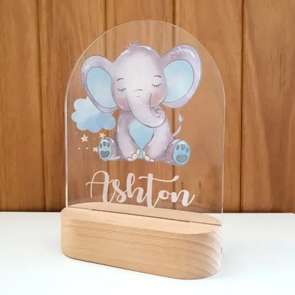 Personalised Elephant Night Light Custom Name LED Lamp Baby Gift for Kids-Jessemade AU