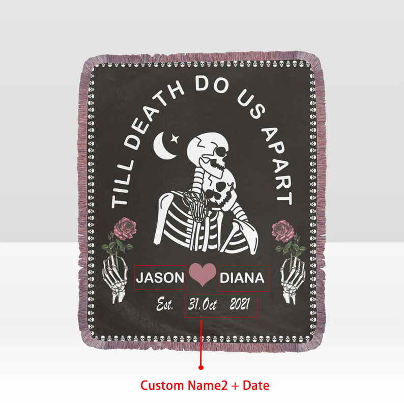 "Till Death Do Us Apart" Halloween Blanket Personalised Blanket Couple Blanket-Jessemade AU