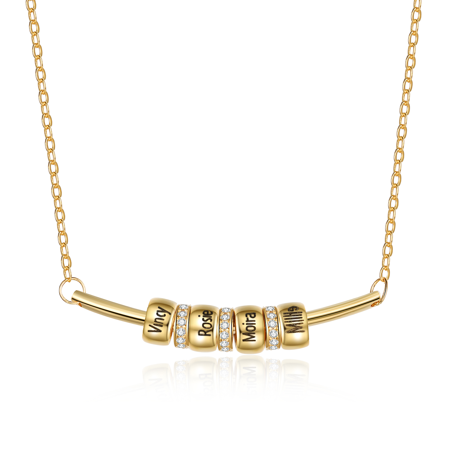 Personalised 4 Beads Simple Women's Necklace