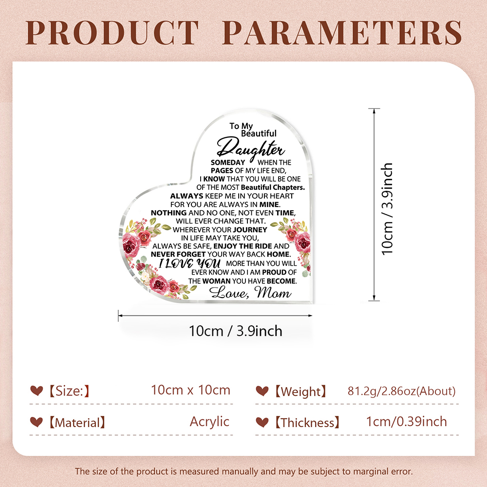 To My Beautiful Daughter Acrylic Heart Keepsake Heart Ornament - Never Forget Your Way Back Home-Jessemade AU