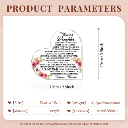 To My Beautiful Daughter Acrylic Heart Keepsake Heart Ornament - Never Forget Your Way Back Home-Jessemade AU