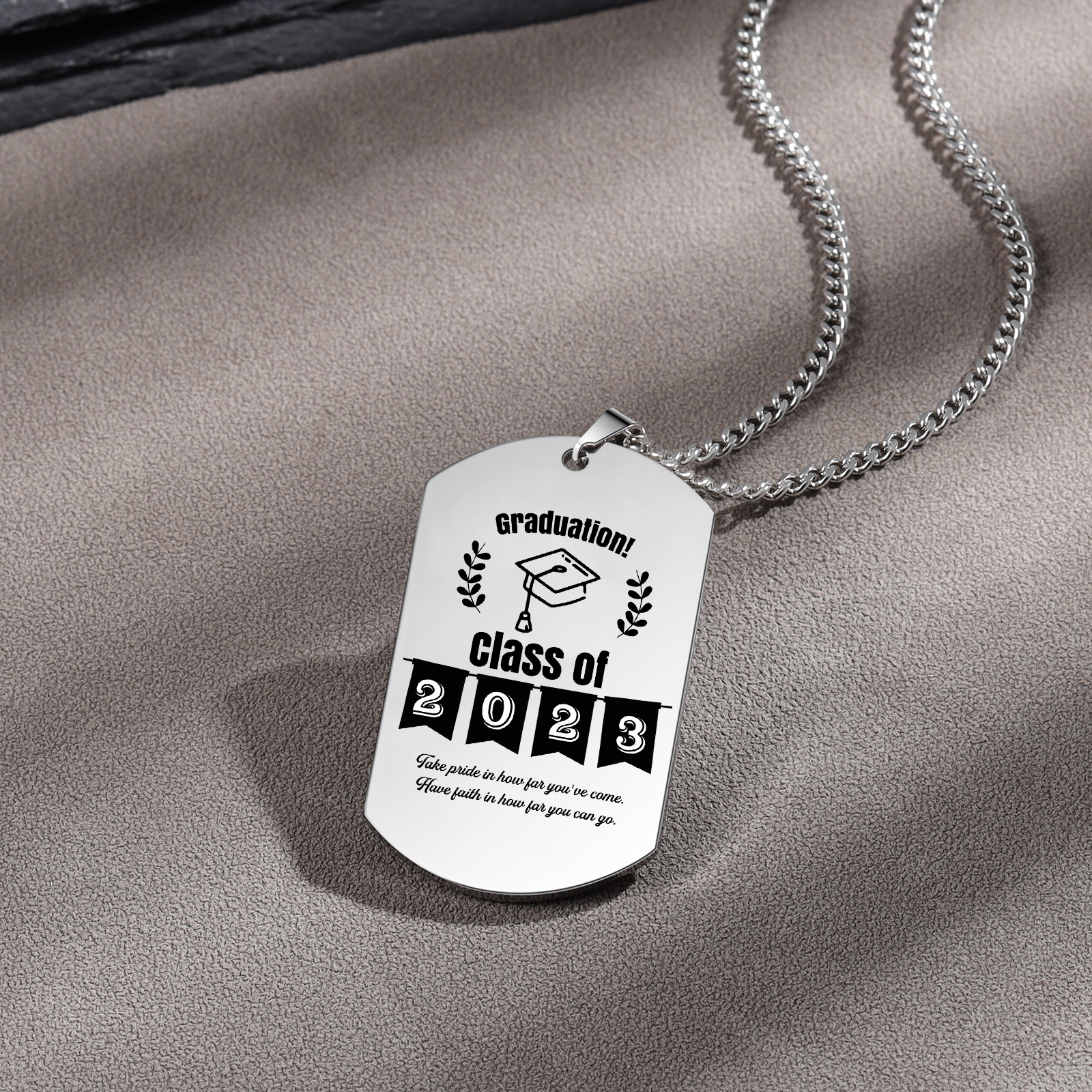 Class of 2024 Personalised Photo Necklace Custom Dog Tag Necklace Graduation Gifts-Jessemade AU
