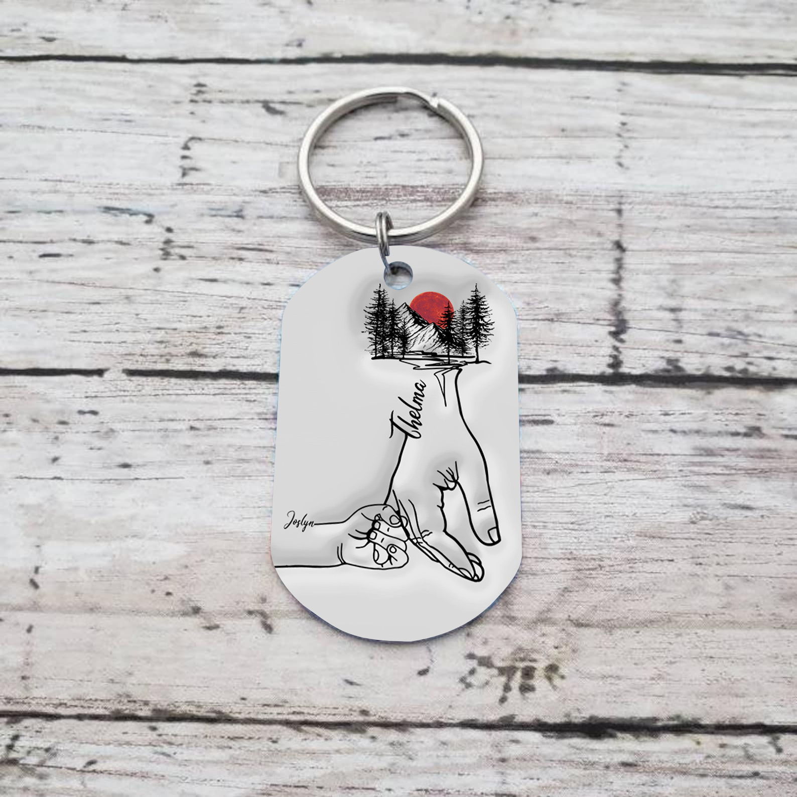 Best Dad Ever - Personalised 2 Names Holding Hands Keychain Custom Family Keychain Father's Day Gifts-Jessemade AU