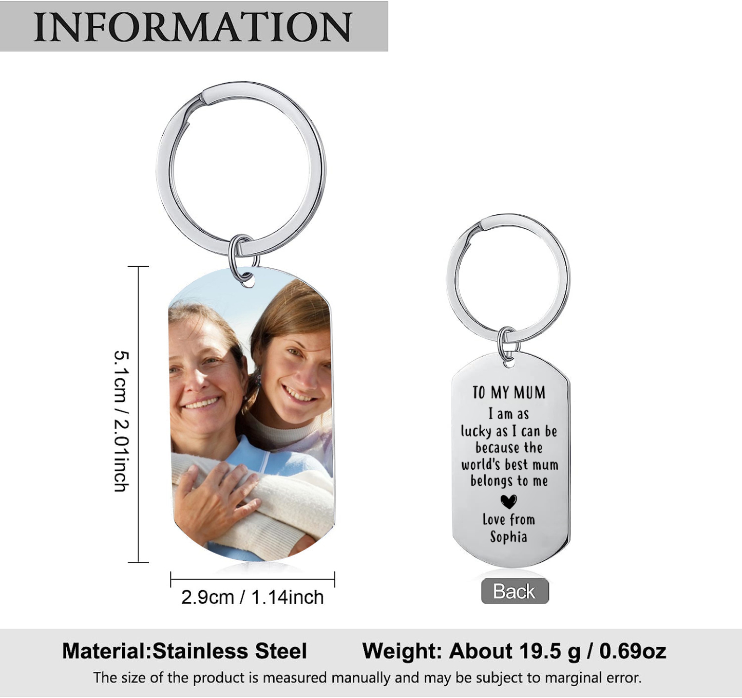 Personalised Photo Keychain Gifts for Mum - I Am As Lucky As I Can Be-Jessemade AU