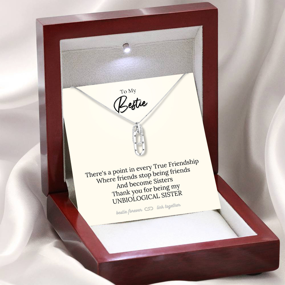 To My Bestie Forever Linked Together Necklace in Silver True Friendship Gift Set-Jessemade AU
