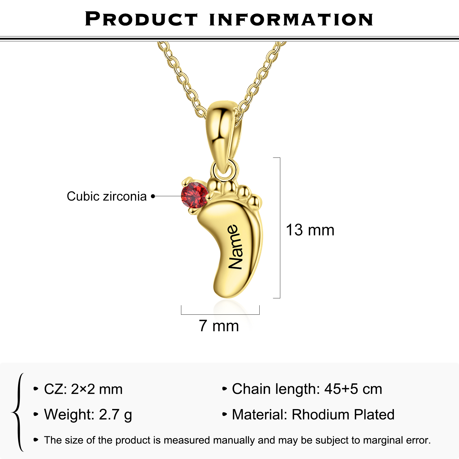 Personalised Baby Feet Necklace With 1 Birthstone Engraved Names Gift For Mother-Jessemade AU