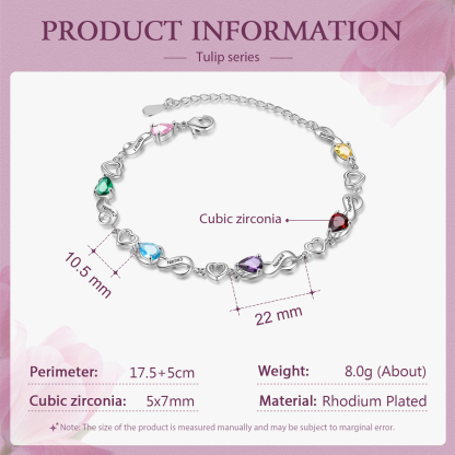Personalised 6 Birthstones Heart Bracelet Engraved Names Bracelet Gifts For Women-Jessemade AU