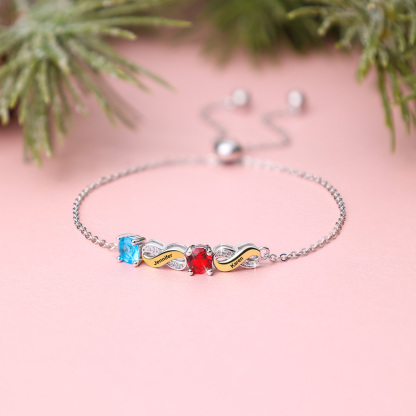 Mother & Family Bracelet with Birthstones Engrave 3 Names Infinity Bracelet Gifts for Mum-Jessemade AU
