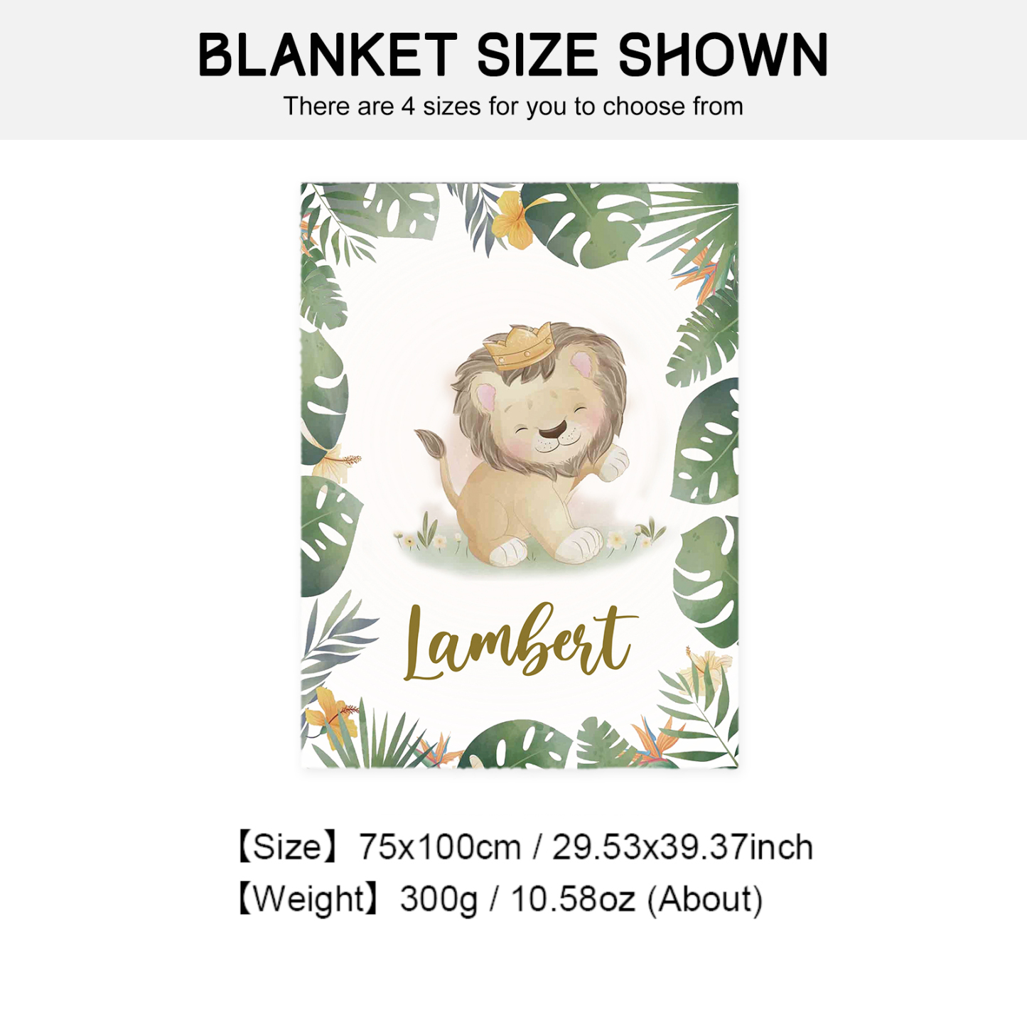 Personalised Lion Blanket Custom Name Cute Cartoon Blanket-Jessemade AU