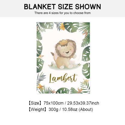 Personalised Lion Blanket Custom Name Cute Cartoon Blanket-Jessemade AU