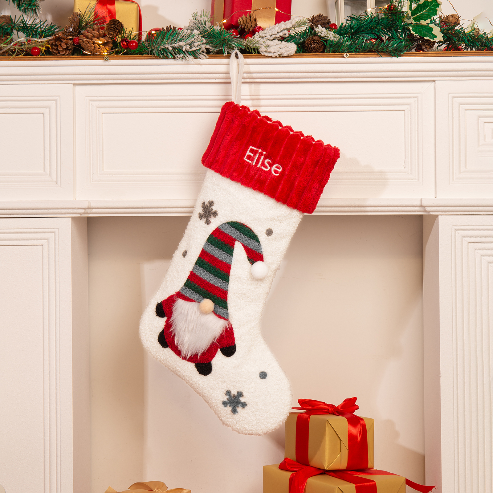 Personalised Christmas Stockings Ornaments Custom 1 Name Santa Claus stocking Christmas Gifts for Family Friends-Jessemade AU