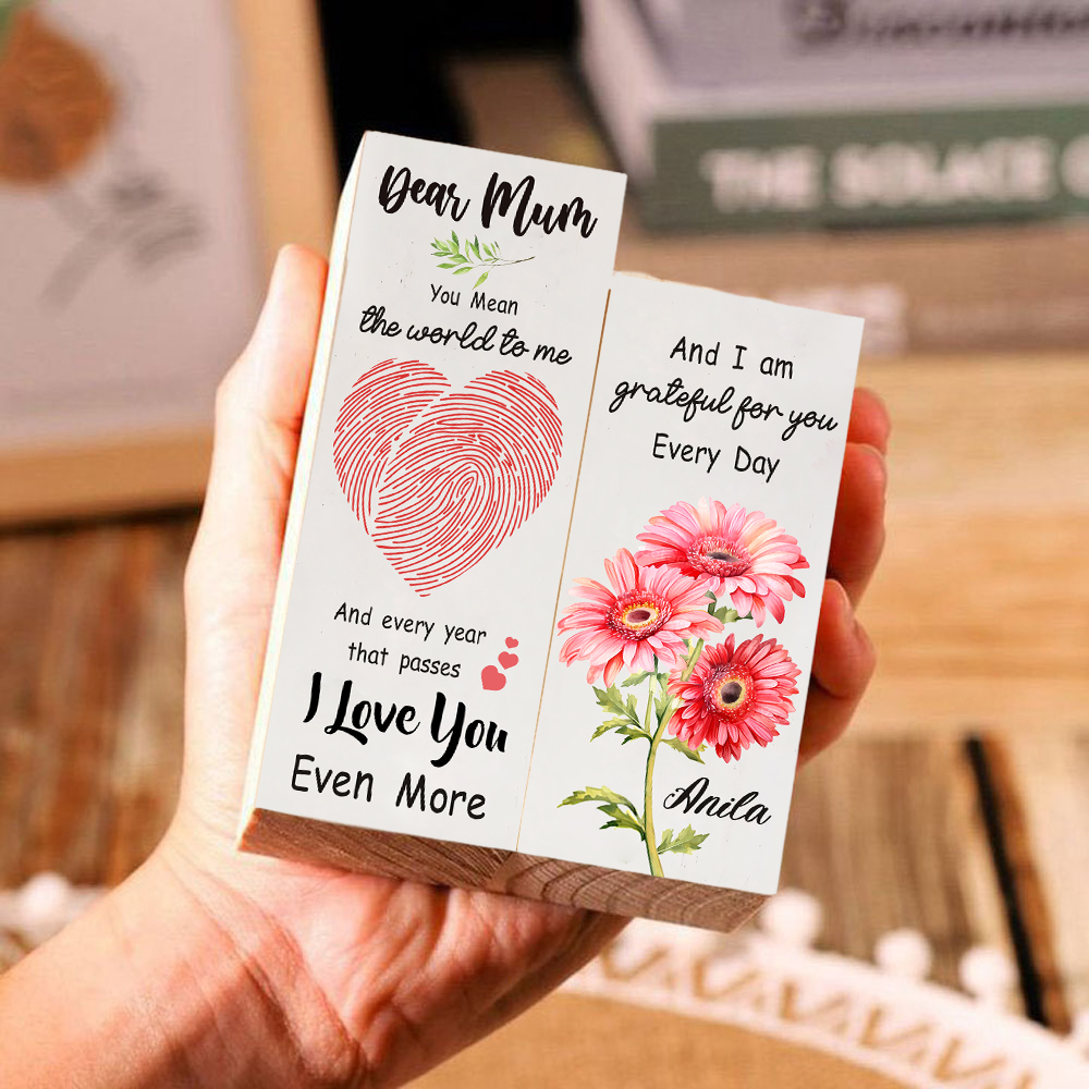 Dear Mum Candle Holder Custom Name Wooden Candlestick - You Mean The World To Me-Jessemade AU