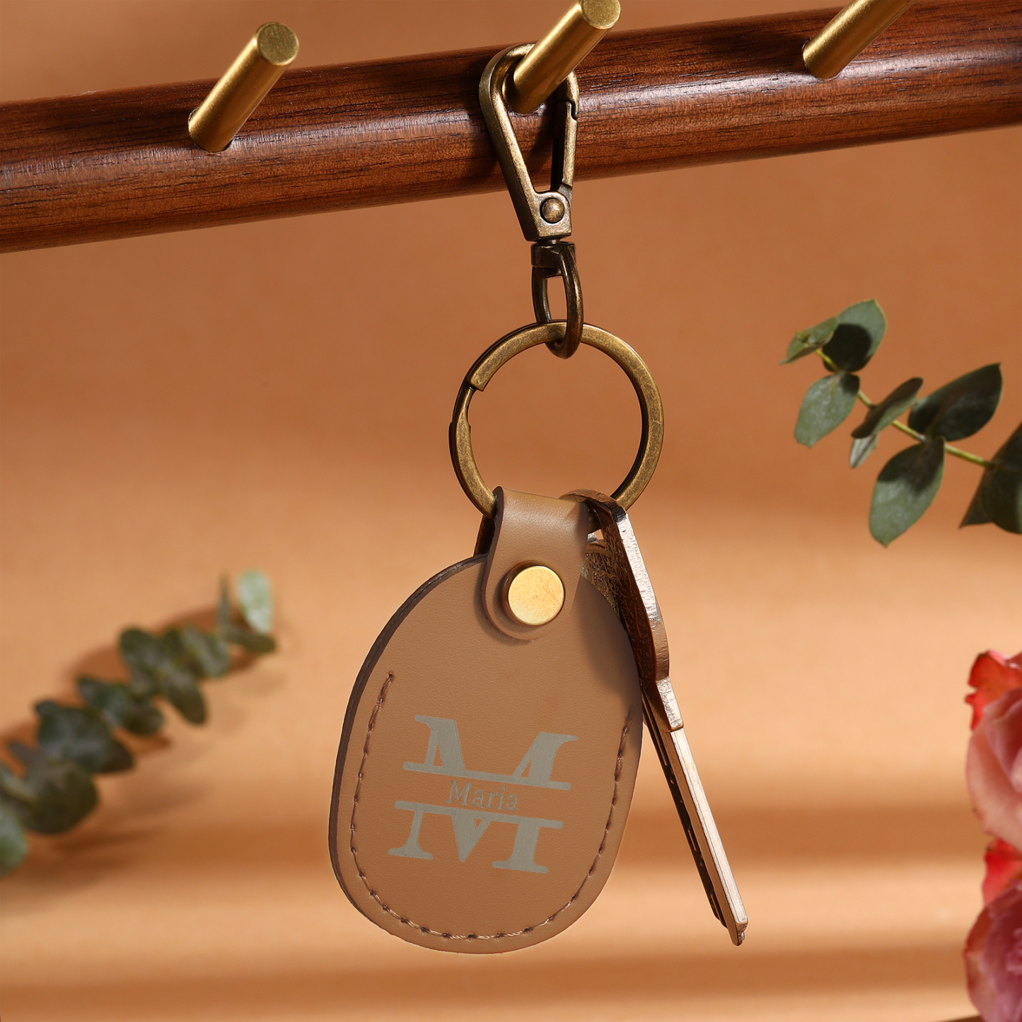 Personalised Name & Letter Keychain AirTag Protective Case Leather Keychain Gift for Him/Her-Jessemade AU