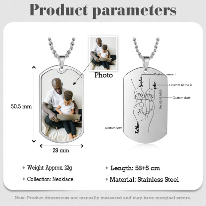 Custom Fist Bump Family Necklace with 2 Kids' Names Personalised Photo Dog Tag Necklace Father's Day Gifts-Jessemade AU