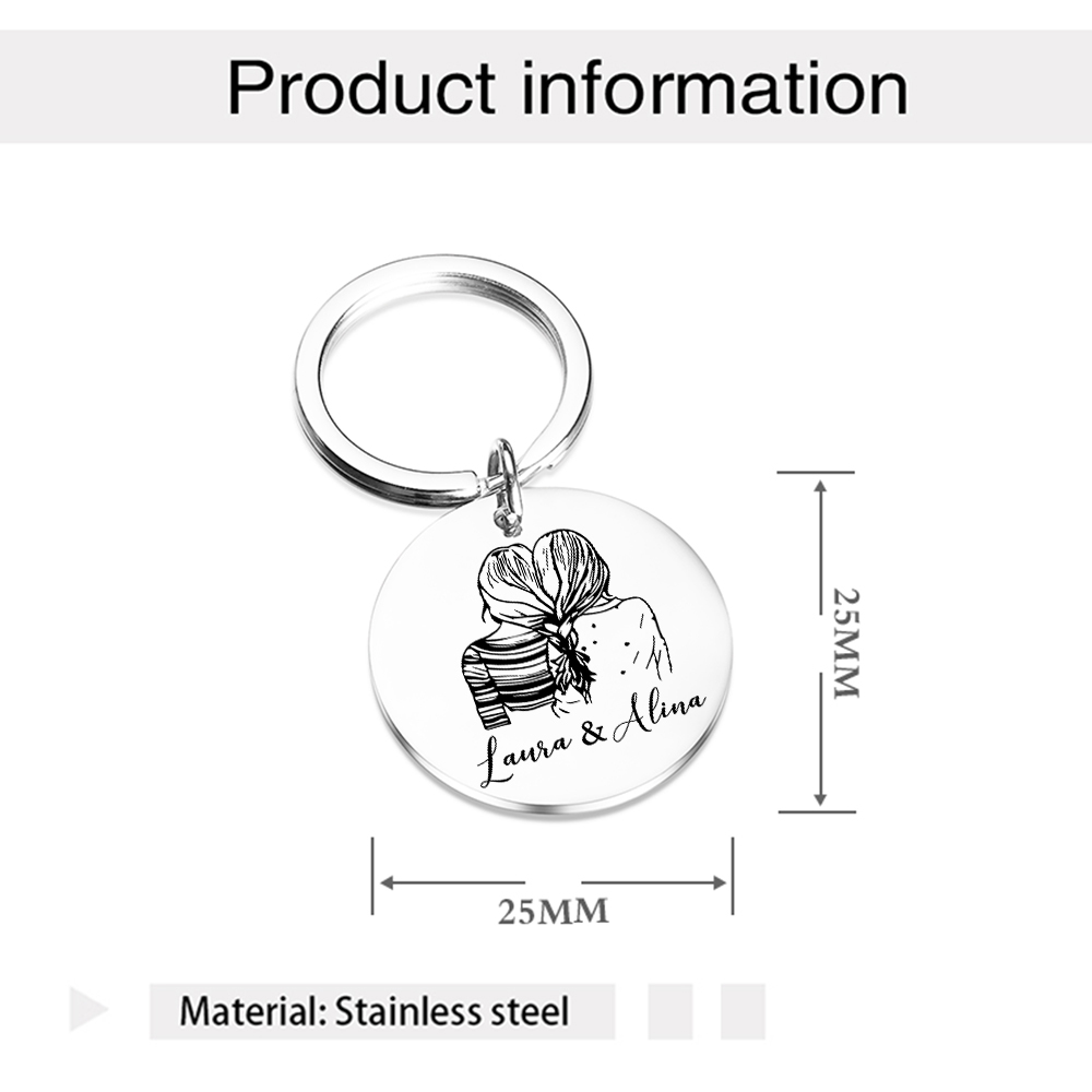To My Best Friend Circle Keyring Custom 2 Names Metal Keychain Personalised Gift For Bestie/Sister-Jessemade AU