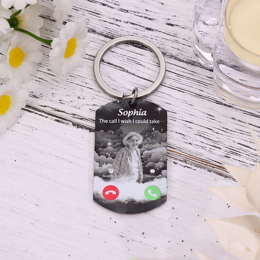 Personalised Photo & Name Keychain Memorial Gift "The Call I Wish I Could Take"-Jessemade AU