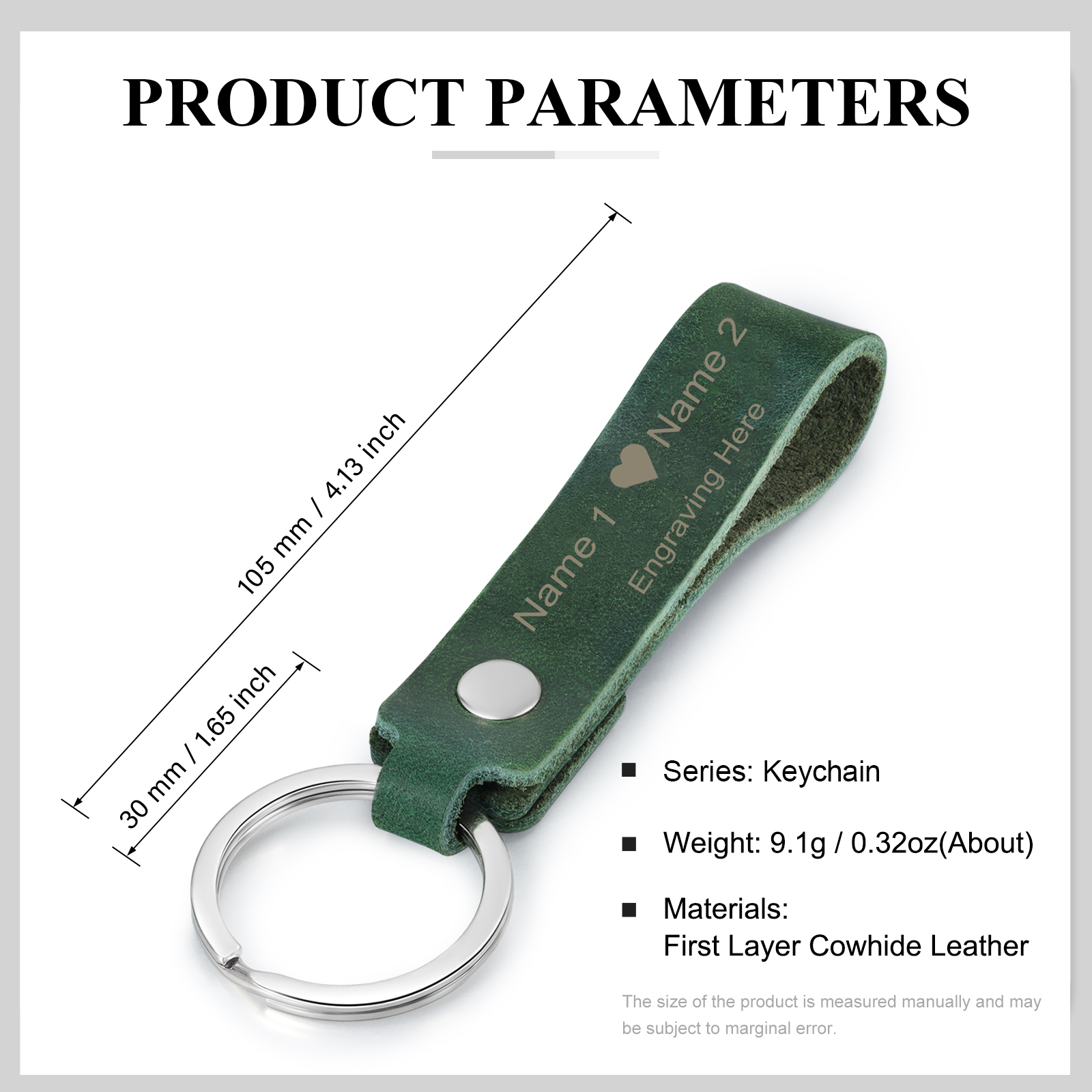 Personalised Leather Keychain Customised with 2 Names & Text Keyring Couple Keychain Gift for Him/her-Jessemade AU