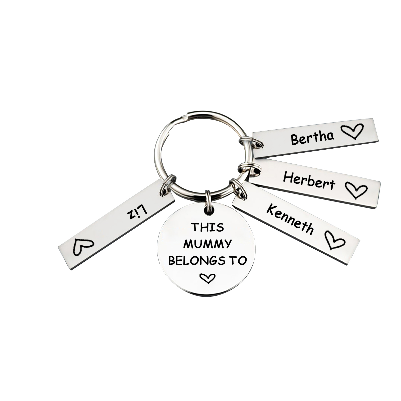 4 Names - Personalised Name Keychain Stainless Steel Keychain Special Gift for Mummy/Dad-Jessemade AU