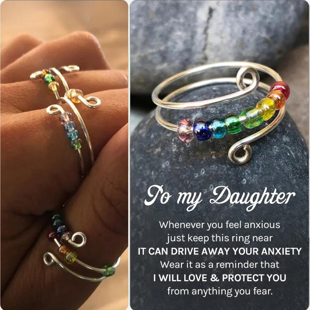 To My Daughter - Drive Away Your Anxiety Layer Coloured Beads Fidget Ring Gifts For Daughter-Jessemade AU