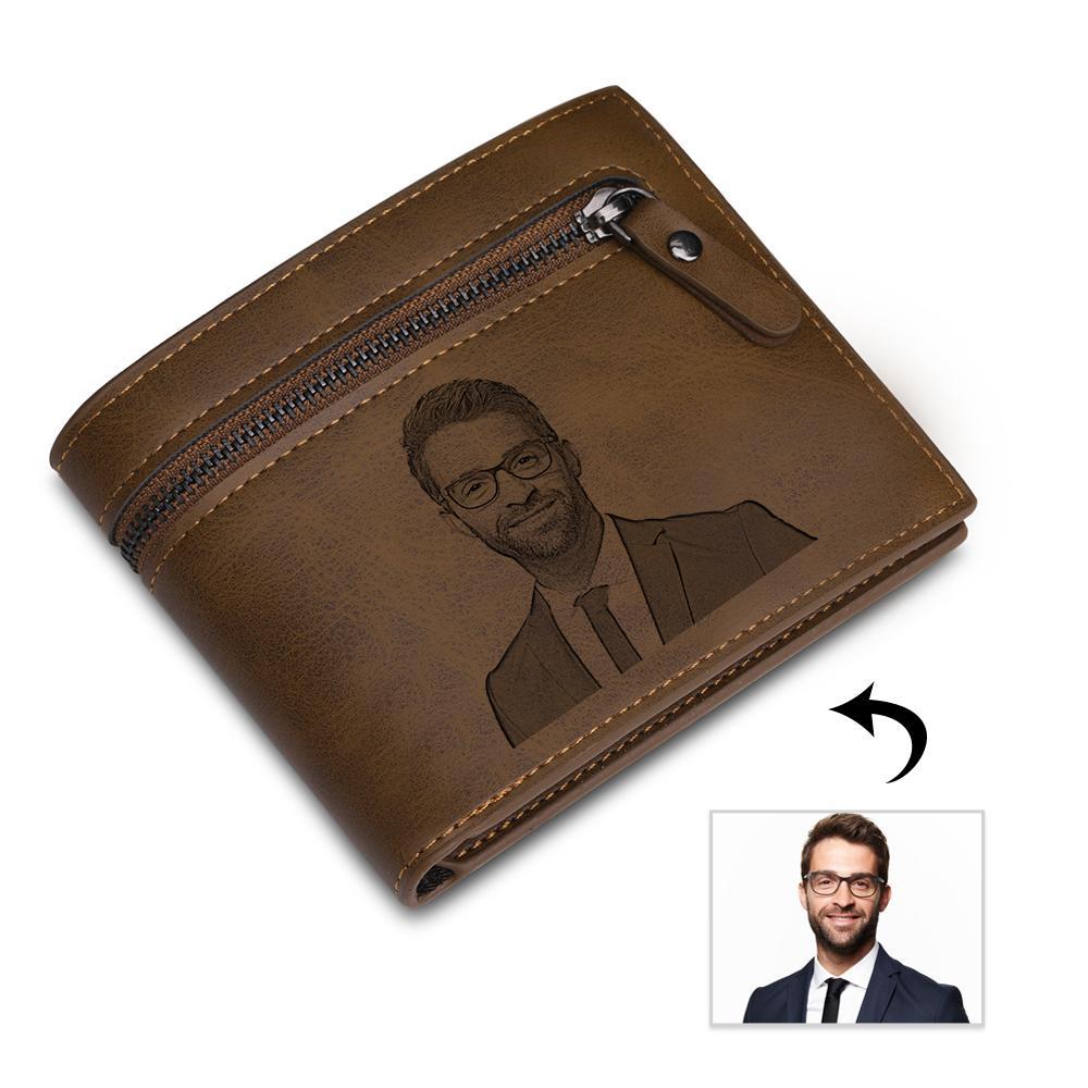 Personalised Leather Wallet Engraved Photo Short Purse Gifts For Men-Jessemade AU