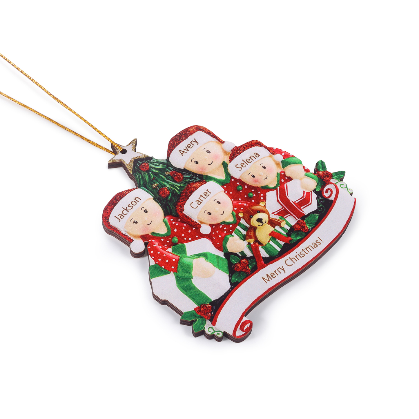 Personalised Christmas Tree Ornament Custom 4 Family Members Names Ornament-Jessemade AU