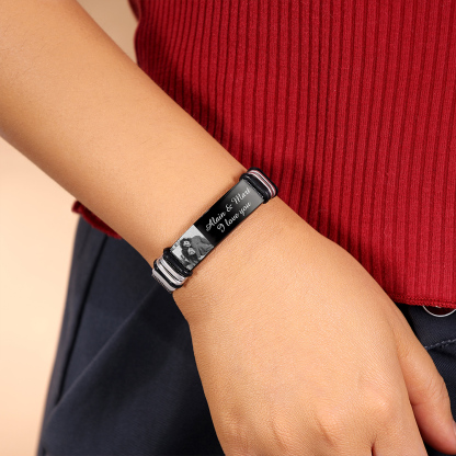 Personalised Women's Photo Bracelet Custom Photo ID Bar Wristband Bangle Gifts For Her-Jessemade AU