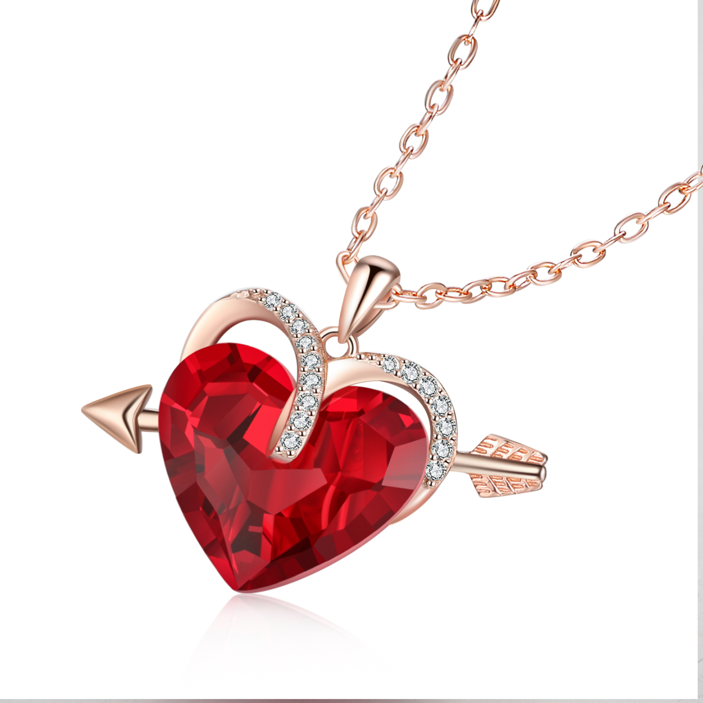 Heart-shaped Crystal Necklace Birthstone Necklace Gifts For Her-Jessemade AU