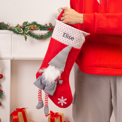 Custom 1 Name Christmas Stocking Ornament Christmas Gift Bags Santa Claus Stocking Gifts for Family Friends-Jessemade AU
