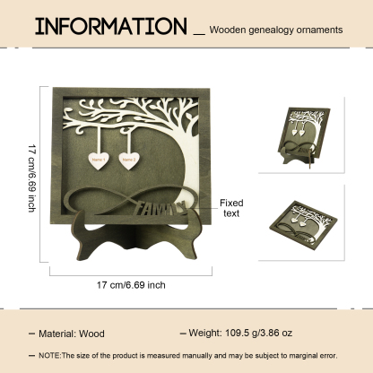 Custom Family Tree Sign with 2 Names Wooden Keepsake Gifts-Jessemade AU
